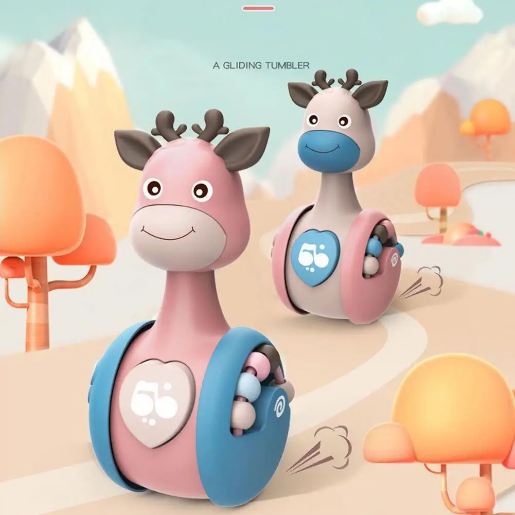 1PC Fawn Baby Slip Tumbler Rattle Learning Educational Toys Newborn Grasp Hand Bell Phone Button Twisting Random Color |