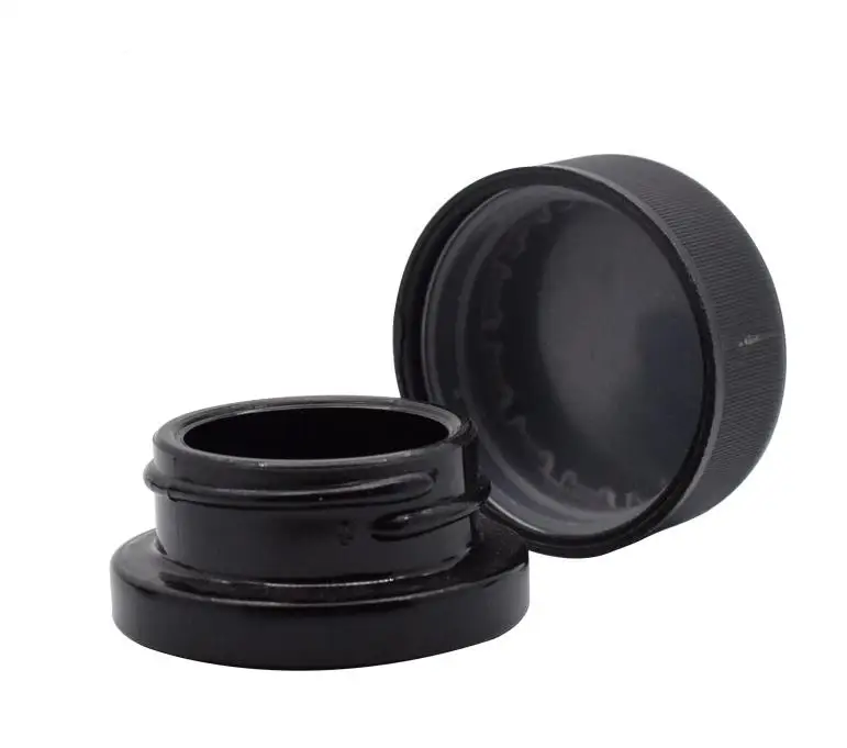 

New Non-Stick Cream Container 5ml Black Glass Jar with Child Proof Lid for Dry Herb Wax Thick Oil Concentrate SN222