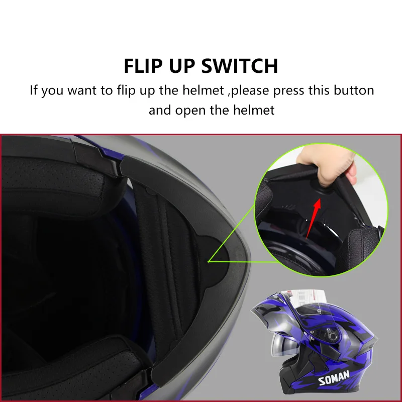 Встроенный Bluetooth шлем SOMAN 955 двойной козырек мотоциклетный с откидной крышкой