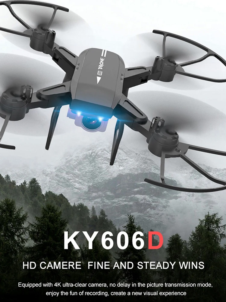 Дрон KY606D FPV RC 4k с камерой 1080 HD для воздушной видеосъемки Квадрокоптер
