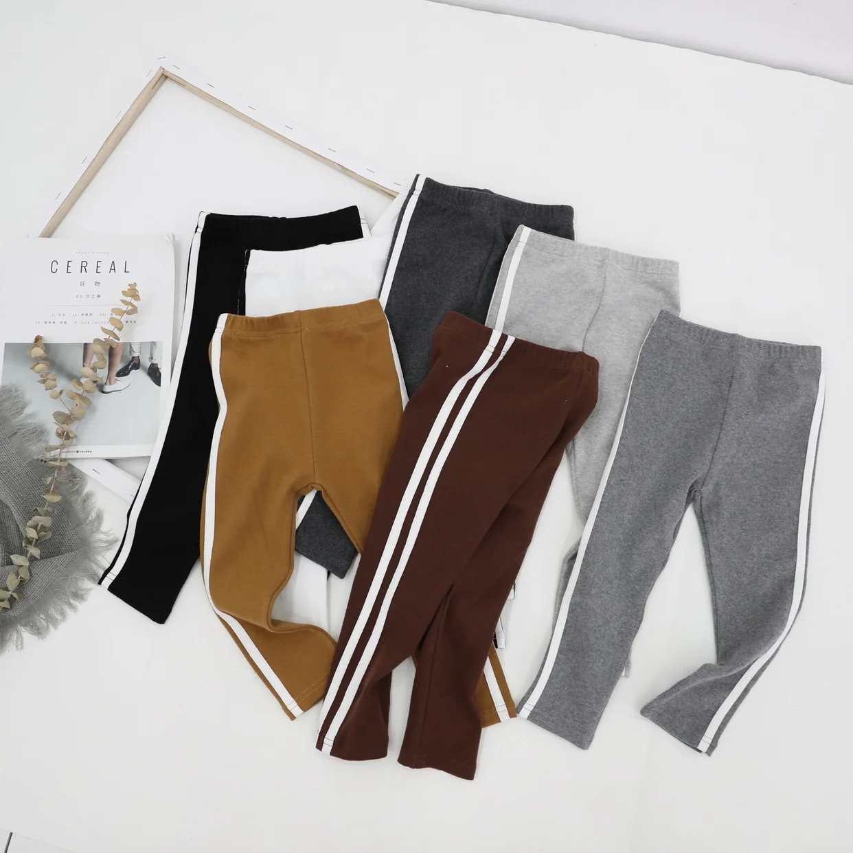 Осень 2020 Обтягивающие штаны из чистого хлопка с полосками сбоку для мальчиков и