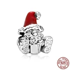 2021 Новинка зимы серебряные бусины 925 пробы Рождественский Санта, очаровательный, подрходит к оригиналу Pandora, браслет, рождественские украшения