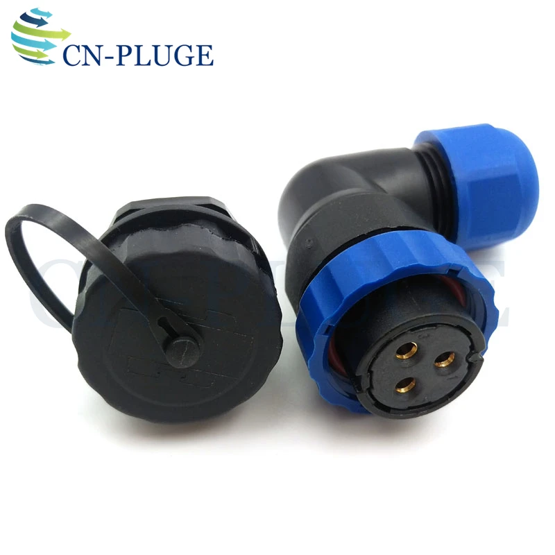 SP20 3 pin Водонепроницаемый авиационный разъем под прямым углом 20 мм Панель