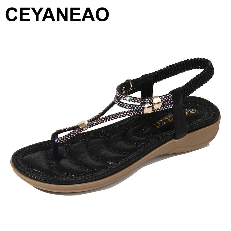 

CEYANEAOSummer Новый стиль сандалии женская обувь Разделение носок обувь на плоской подошве; Стильные женские босоножки Наклонный каблук Женская обувь со стразами; Обувь