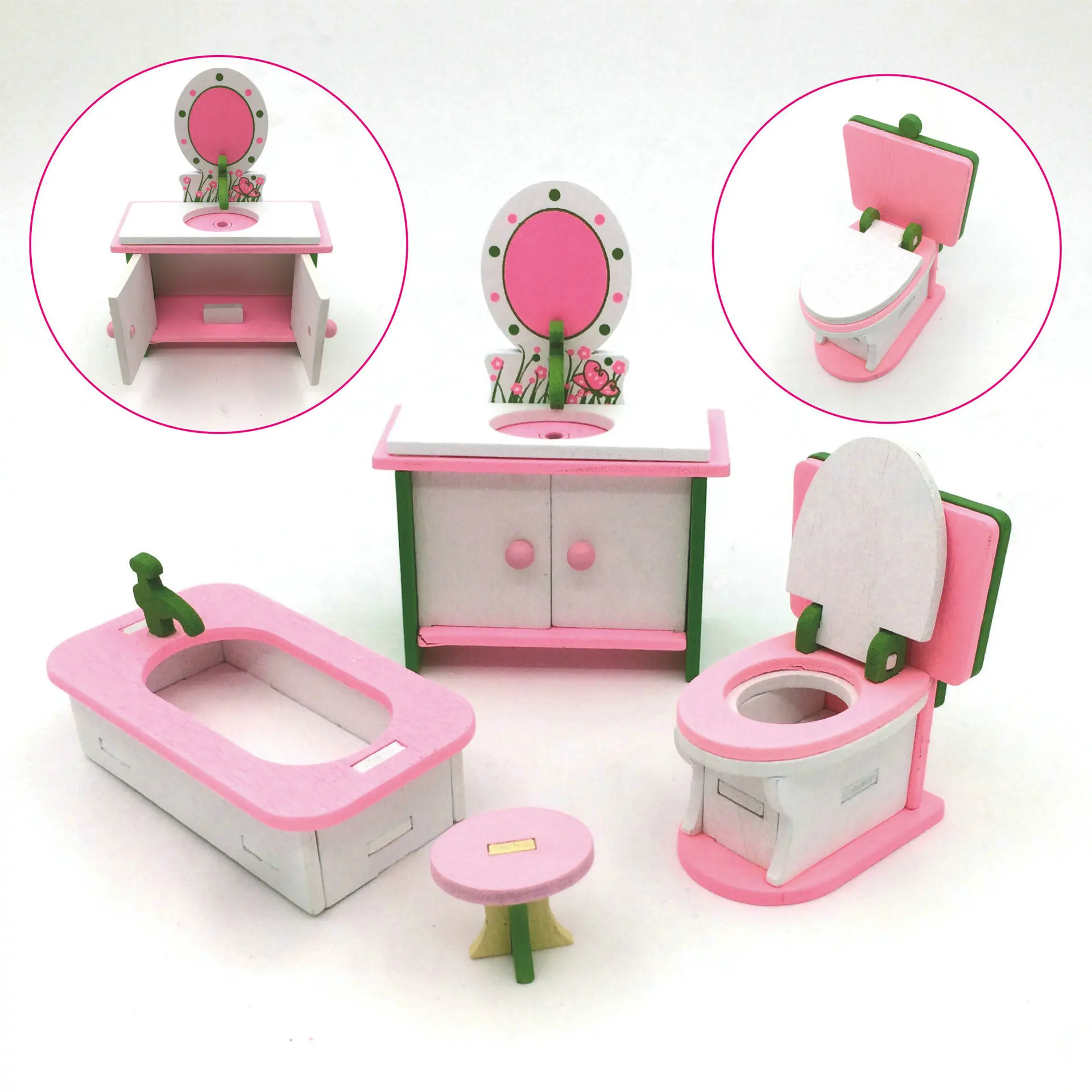 

Doll House Miniature Home-going Toys Children's Wooden Building Block Toy Suite Individual Creative Kitchen Table