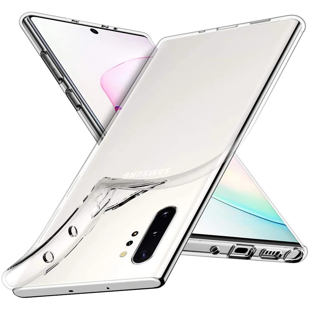Ультратонкий Прозрачный чехол для Samsung Galaxy Note 10 + Plus прозрачный силиконовый