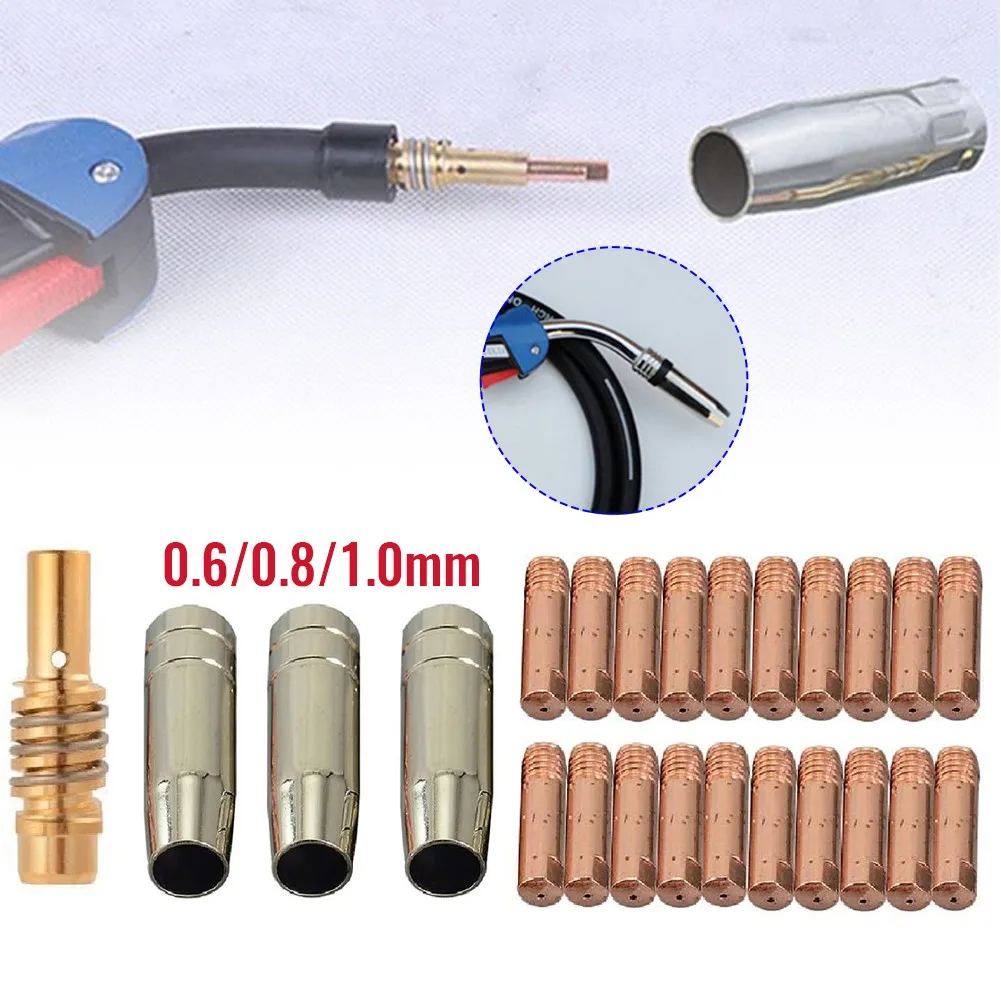 24 Pcs MB15 MIG Consumables Kit Contact Tips Shroud Nozzle Holder Spares Welding Gun Soldering Tools Accessories | Инструменты