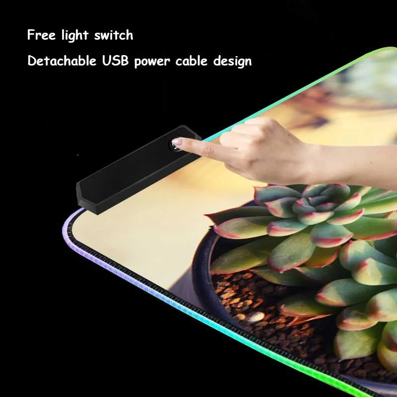 Большой коврик для мыши XGZ с изображением растений-суккулентов на заказ RGB черный