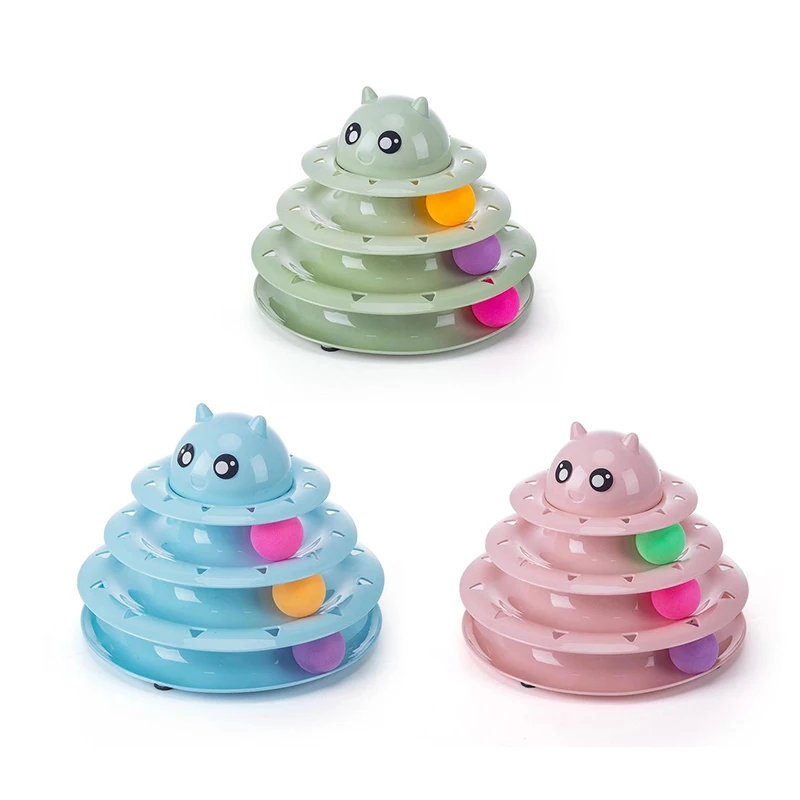 

3Level Cat Toy Roller Turntable Cat Toy Balls with 6 Colorful Balls Exercise Toy