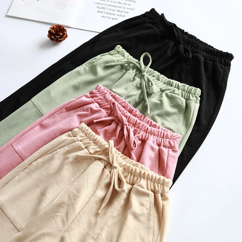 Брюки-султанки Женские повседневные с эластичным завышенным поясом свободные