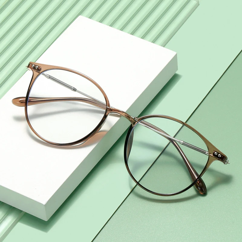 

New Retro Hong Kong Style Round Anti-blue Light Flat Mirror Thin Glasses Frame Student Glasses Frame Vintage Womens Glasses
