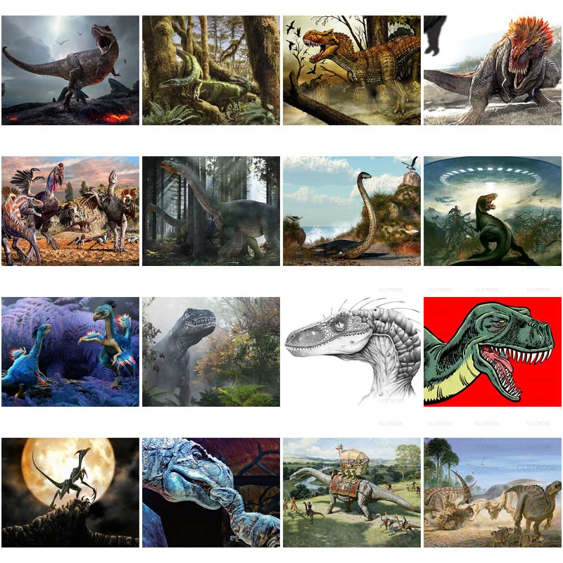 

Diamond painting DIY 5D primitive society acrylic material hand painted jungle dinosaur a pattern background living room