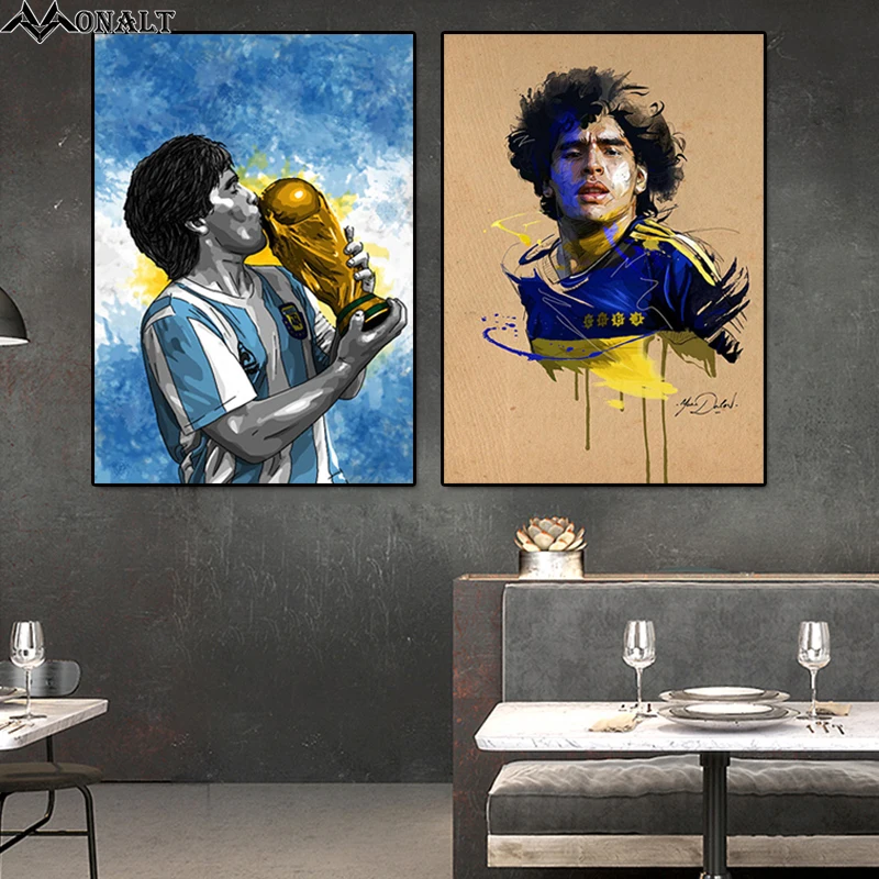 Плакат Maradona с изображением футбольной звезды на холсте HD Роналдо Бекхэм