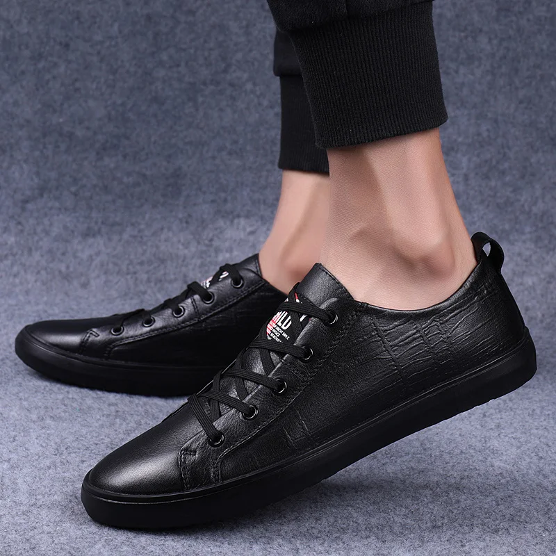 Кроссовки мужские из 100% натуральной кожи Повседневная Деловая обувь бычья кожа