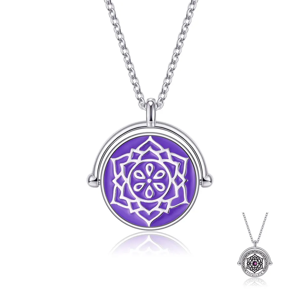 

ZEMIOR 925 Sterling Silver Pendant Necklace For Lovers The Chakras Round Austria Crystal Necklace Party Fine Jewelry 2021