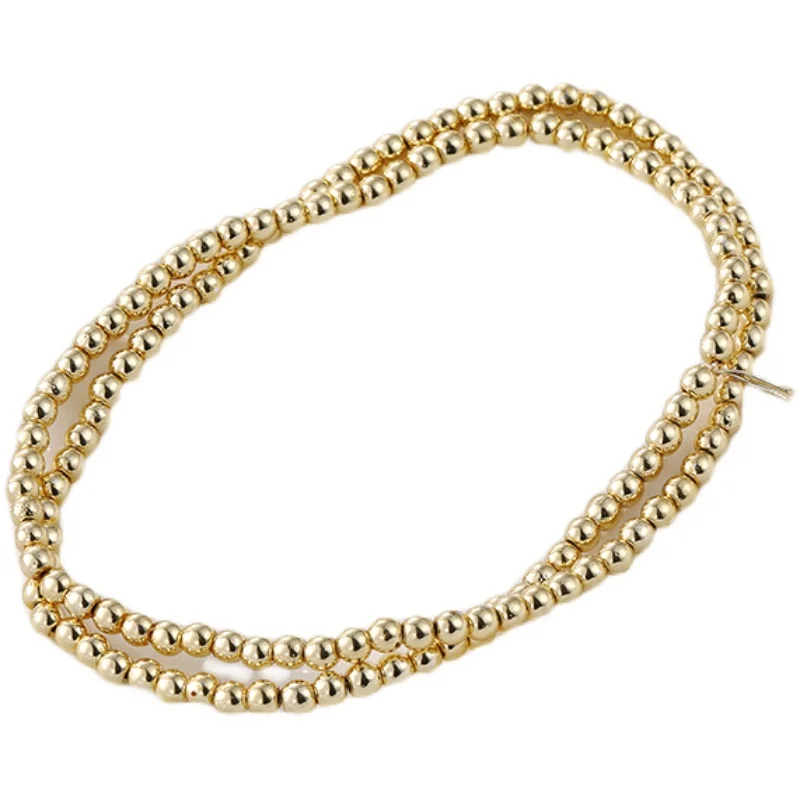 

14k gold small gold bead black gallstone electroplating diy hand-stringed beaded bracelet necklace ring earpiece material 1PCS