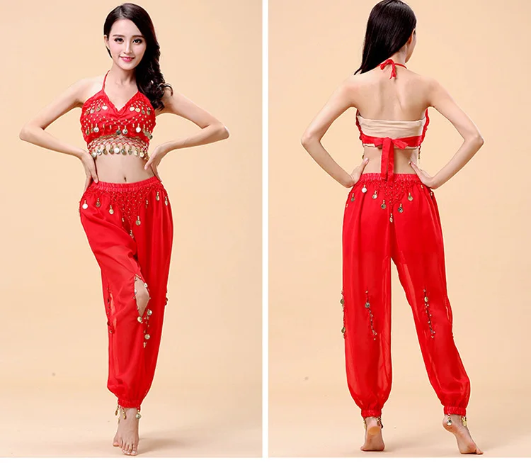 Костюм для танца живота женский с монетками сексуальный Индийские танцы |