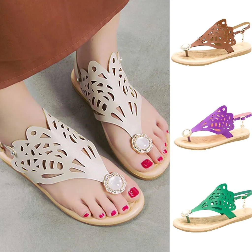 Богемные туфли женские летние сандалии в римском стиле на плоской подошве