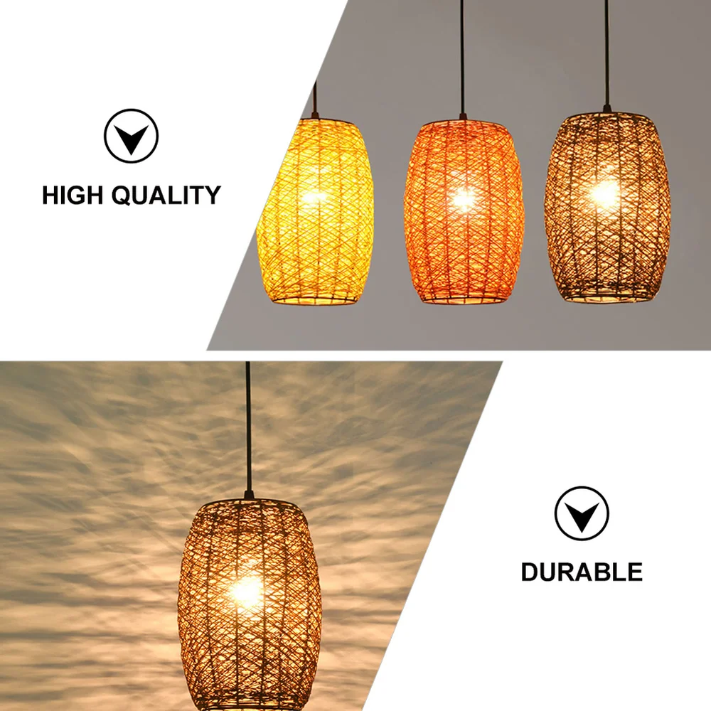 

Rustic Rattan Woven Chandeliers Natural Weaving Ceiling Lights without Bulb