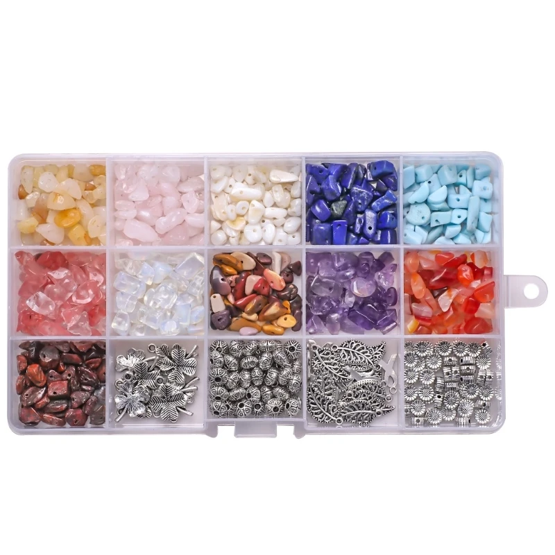 

700 Pcs/Box Irregular Natural Stone Beads with Hole Gemstone Chips Beads for Necklace Bracelet Earrings Jewelry Making M7DD