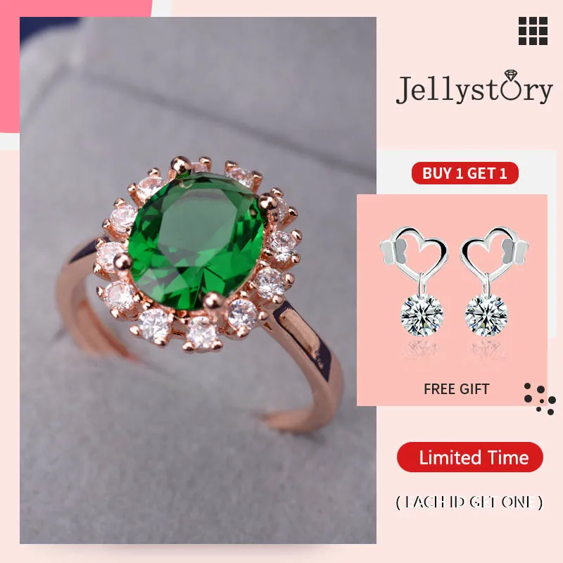 Jellystory классический Серебряный 925 кольца с овальной формы изумрудные рубиновые