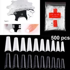 500 искусственные ногти для французского маникюра, профессиональные накладные ногти с полным покрытием, плоская головка, шаблон из нержавеющей стали для маникюра