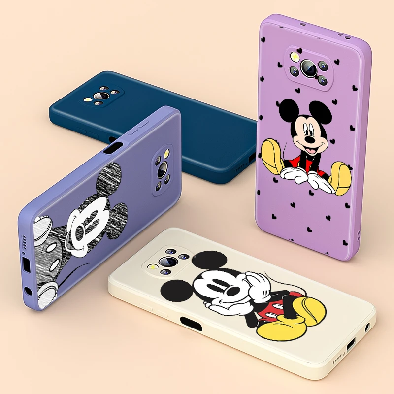 

Liquid Silicone Soft Cover Cool Mickey Mouse For Xiaomi Poco X3 NFC X2 M3 F3 GT C3 Mix 4 CC9 A3 Pro Lite Phone Case