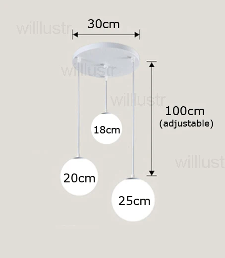 18cm x 20cm x 25cm Подвеска в виде стеклянного шара, светильник, отель, офис, ресторан, кафе, спальня, столовая, молочно-белый шар, круглый подвесной светильник s - Цвет корпуса: 18cm x 20cm x 25cm