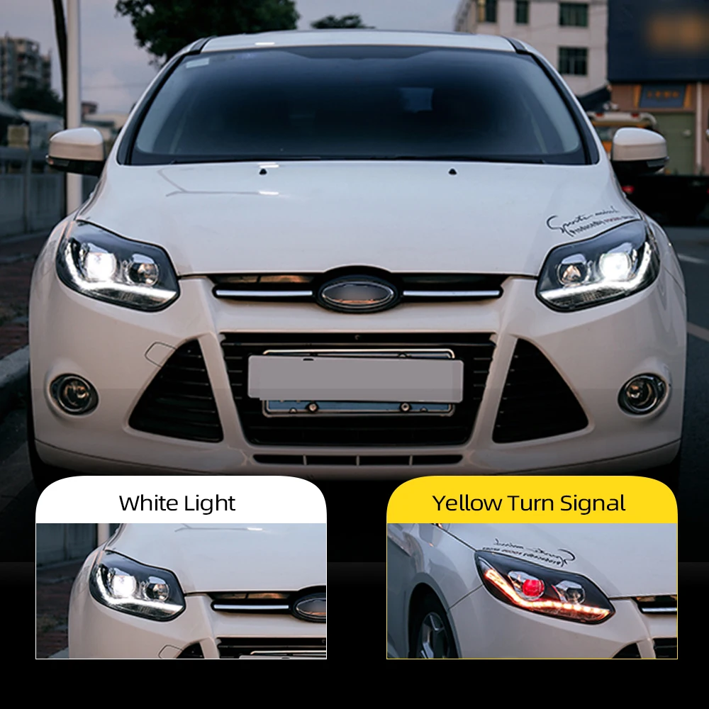 CSCSNL 2Pcs Car Assembly for Focus 2012 2013 2014 Headlight LED DRL Lens Double Beam Bi-Xenon HID Dynamic turn signal | Автомобили и