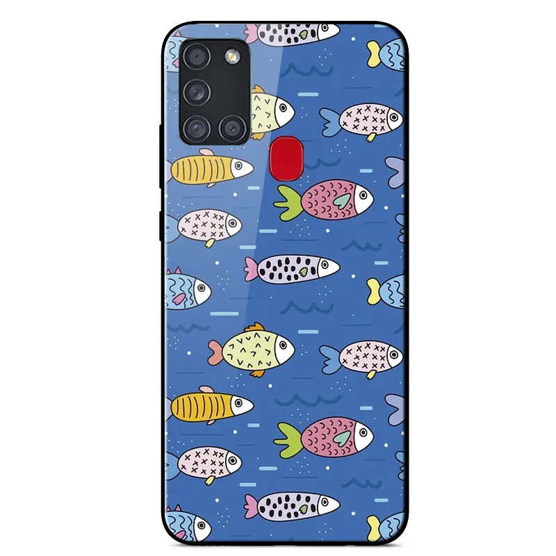 

Colorfull Marble Tempered Glass Case For Samsung A01 M01 A21S A21 A31 A71 5G A51 5G A50 A20S A10S A70 A40 A20 A30 A10 Back Cover