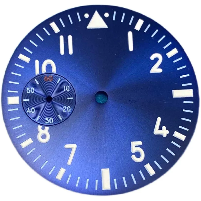 Watch Accessories 38.8mm Blue Watch Dial with Green Luminous Suitable for Swiss ETA 6497 and Seagull ST3620 Movement