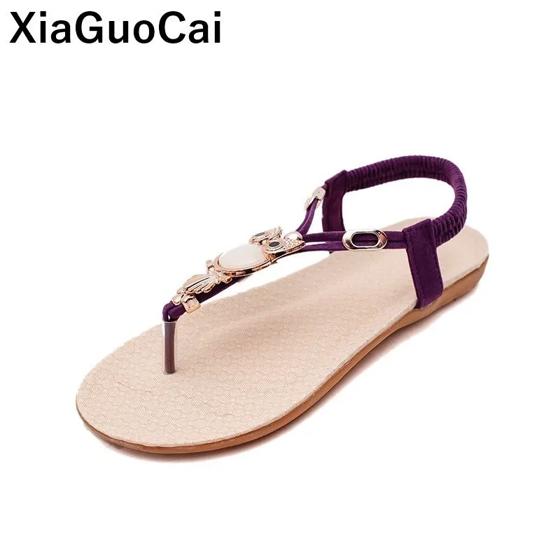 

Big Size Summer Women Sandals Bohemia Female Shoes Vintage Ladies Flip Flops New Arrival Beaded Flat Footwear Sexy Thongs