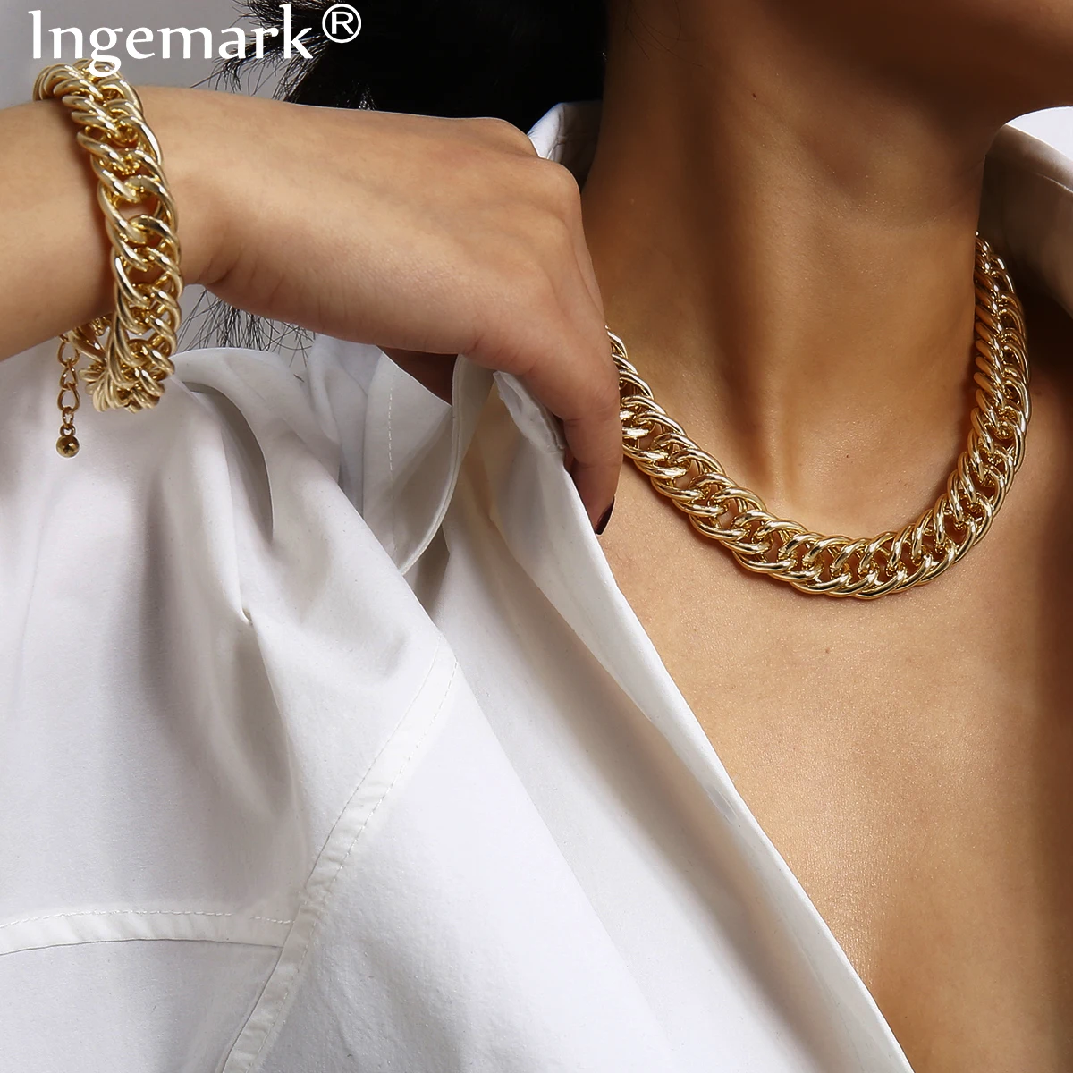 Женское массивное ожерелье чокер Ingemark винтажное готическое в стиле бохо с