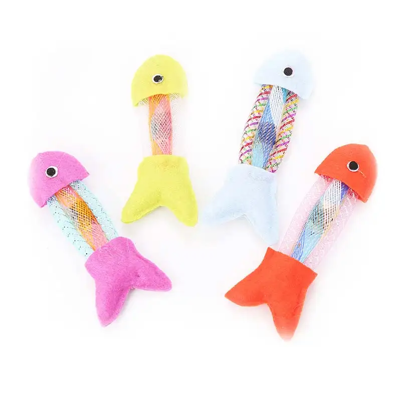 

Catnip Toy Pet Cat Funny Fish Shaped Hose Spring Colorful Non-woven Fabric Throwing Toys Cats Kitten Interactive Playing Toys