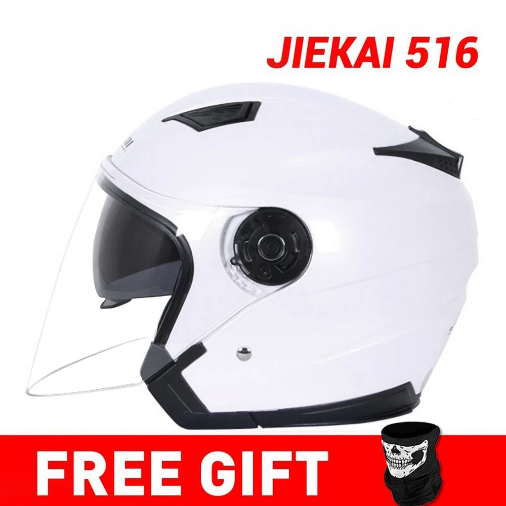 JIEKAI мотоциклетный шлем с открытым лицом Capacete мотоциклетный шлем Motocicleta Cascos Para мото гоночные мотоциклетные винтажные шлемы - Цвет: JK516-White