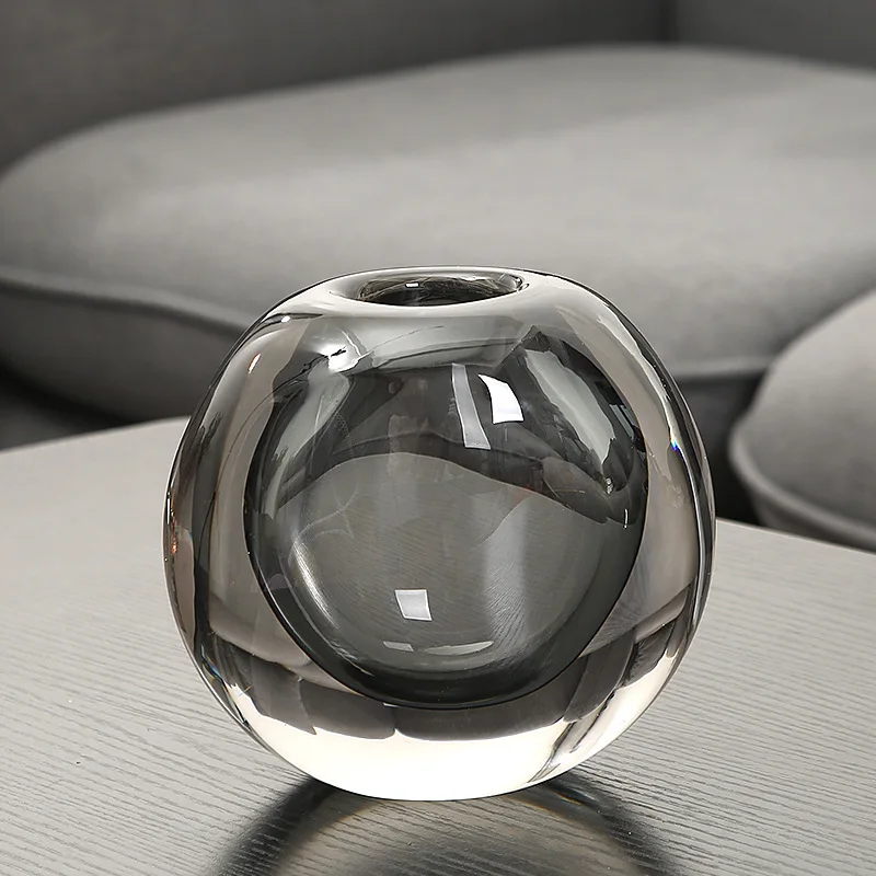 

Crystal Brown Plant Vase Glass Pot Minimalist Decor Decoration Luxe Vase Jar Flower Pots Aesthetic Wazon Home Decoration BI50VS