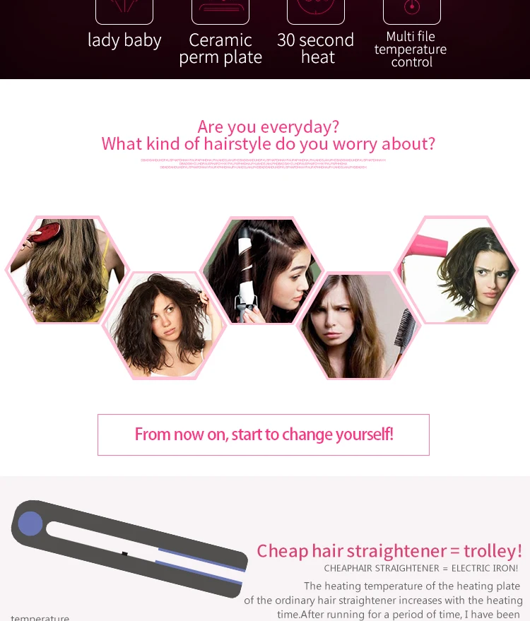 

MARSKE 2 In 1 Ceramic Hair Straightener Temperature Adjustable Straightening Iron Hair Straight Plate Flat Iron Curler Styler