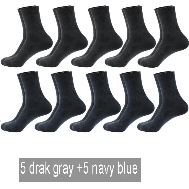 5darkgray 5 navy 10 пар Новые Осень/Зима теплые дышащие Дезодорант хлопковые носки для мужчин платье Подарки Высокое качество - Цвет: 5darkgray 5 navy
