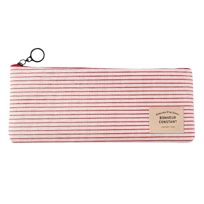Тканевый пенал в полоску повседневном стиле чехол для карандашей и канцелярских