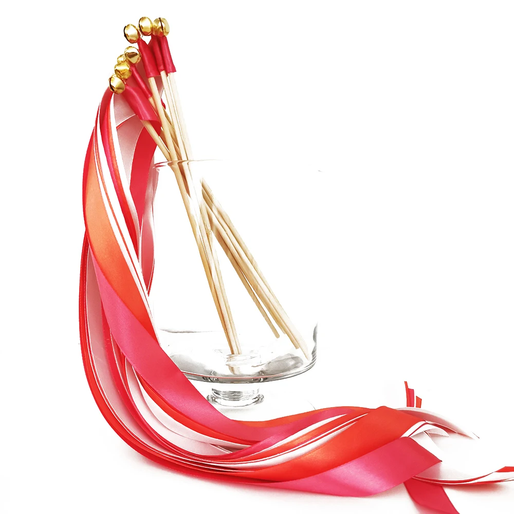 

Палочки с лентами на заказ, свадебные палочки с колокольчиком, сказочные танцевальные принадлежности, 50 шт.