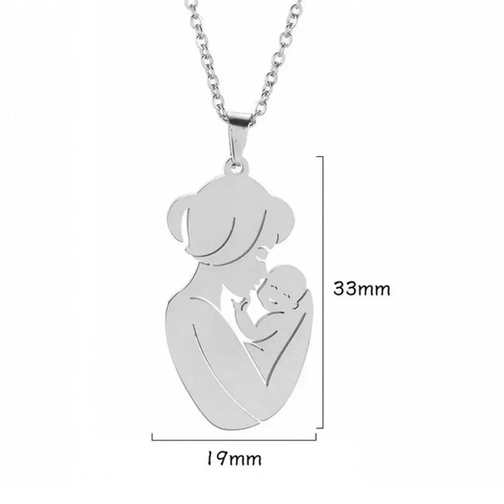 

Hot Sales!!!Necklace Elegant Smooth Stainless Steel Kids Mom Simple Pendant Necklace for Party