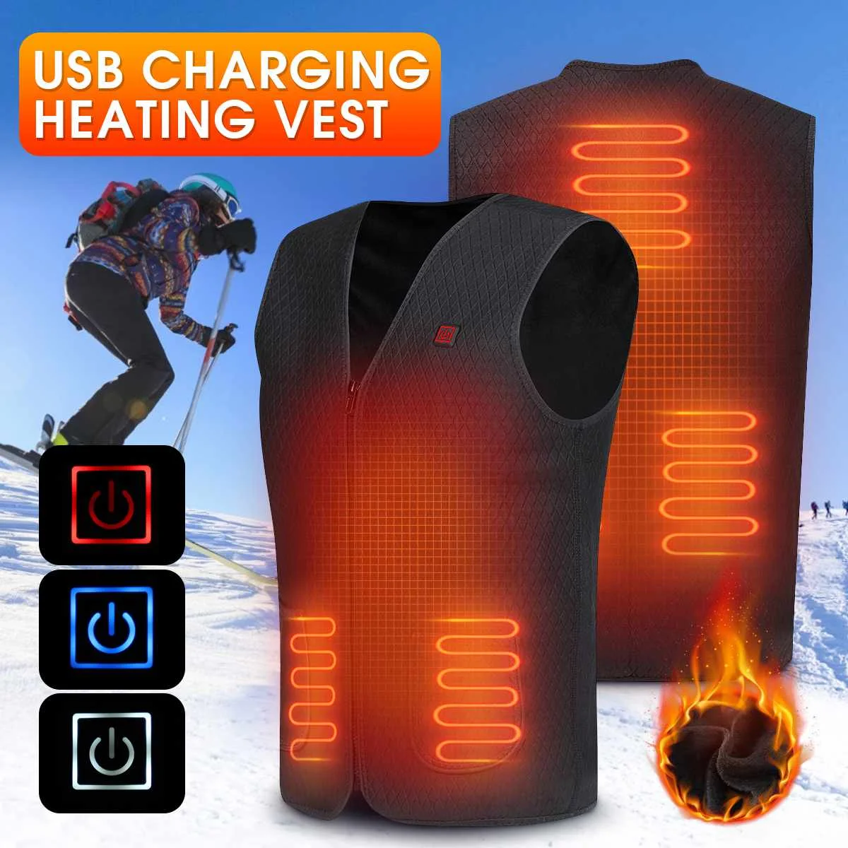 

2020 нагревательный жилет моющийся с Usb зарядкой тепловое Отопление Теплый жилет контроль температуры для наружного кемпинга лыж пешего тури...