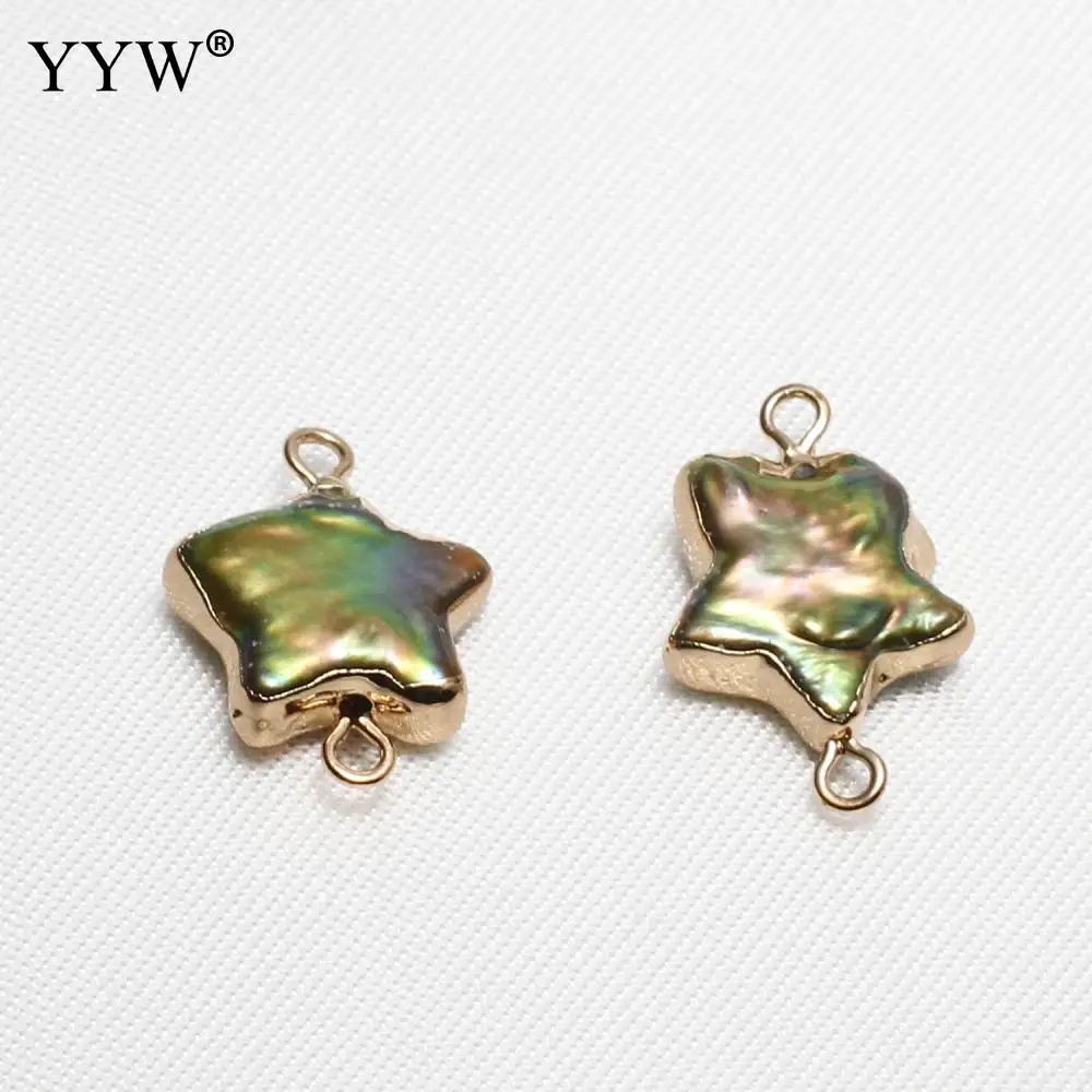 Natural Freshwater Pearl Connector Flat Star Shape Gold Color Double Hole For Diy Jewelry Making Accessories Fit Bracelet 10pcs | Украшения