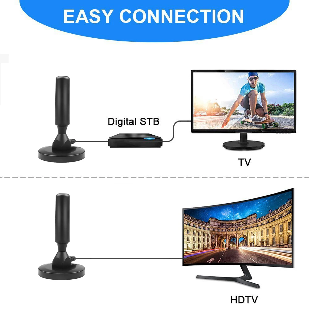 Kebidumei цифровая ТВ антенна 30dBi усиление внутри DVB-T DVB-T2 HD 1080p VHF 174-230MHz/UHF 470 -862MHz