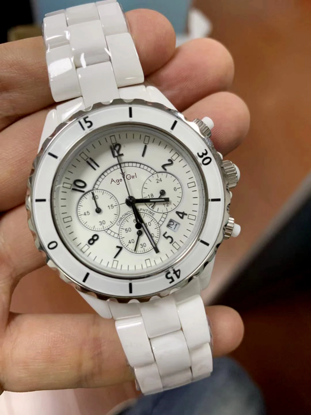 

Classic New Ceramic White Watches Men Women Ceramica Fashion Casual Quartz Sports Chronograph Stopwatch Watches AAA+