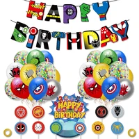 1set marvel spiderman super hero confetti latex balloons boy children birthday balloons happy birthday banners party decorations