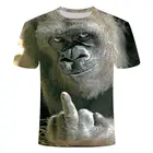 Мужская футболка с изображением животных, орангутанобезьяна, 3d фото, короткий рукав, круглый вырез, 3d-принт, летняя одежда