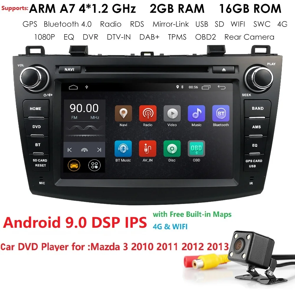 Ips " 2 din автомобильный dvd Радио Стерео Android 9,0 gps для mazda 3 Мазда 3 2010-2013 Wifi Bluetooth мультимедийная лента рекордер navi DAB