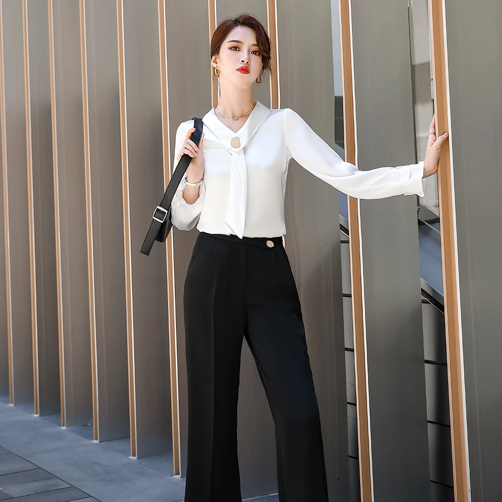 

2021 Elegant Spring/Autumn OL Female Clothing White Black Women Tops and Blouses Casual Office Ladies Shirts Plus Size S-4XL
