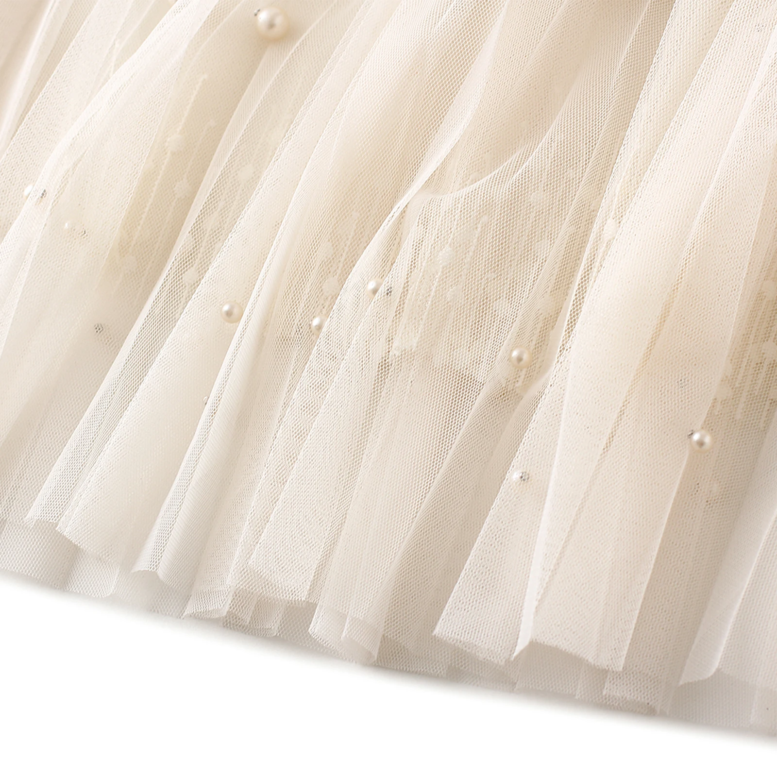 

2021 Women Summer Mesh Skirt, Adults Beaded Floral Lace A-line Skirt (White, Black, Apricot)